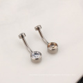 ASTM F136 Titanium Belly Button Clear Zircon Bezel Piercing Navel Ring Body Jewelry